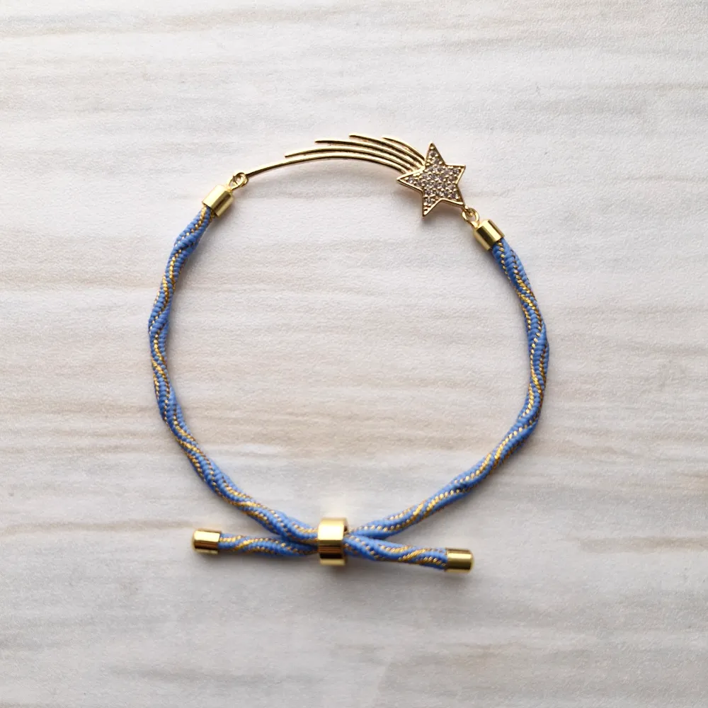 Kelly Wish on a Star Metallic Corded Slider Bracelet
