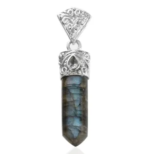 Malagasy Labradorite & Sky Blue Topaz Pendant | Forged in Platinum 15.9ctw