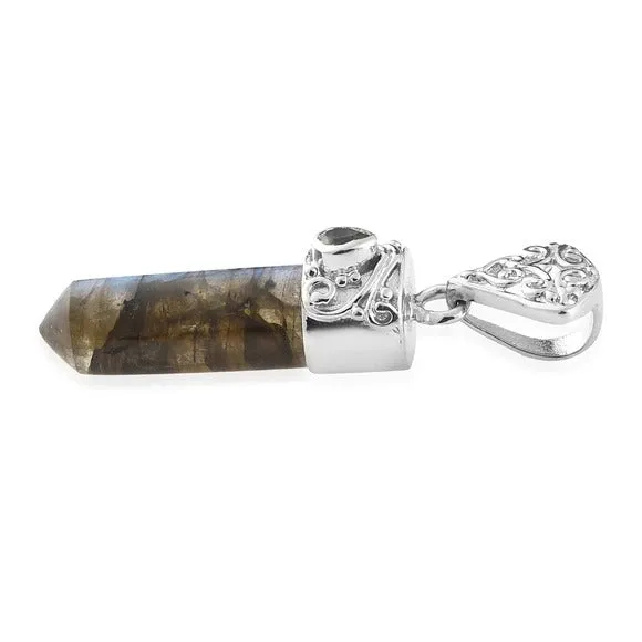 Malagasy Labradorite & Sky Blue Topaz Pendant | Forged in Platinum 15.9ctw