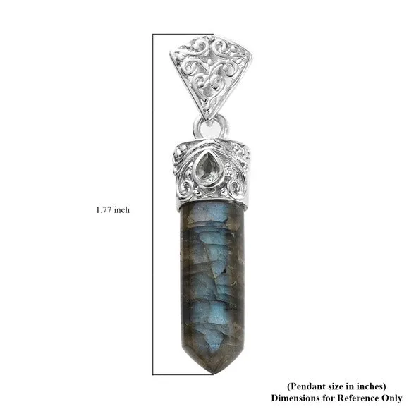 Malagasy Labradorite & Sky Blue Topaz Pendant | Forged in Platinum 15.9ctw