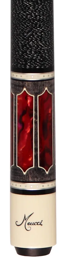 Meucci 2020 Gray - Red Pearl - Black/White Wrap Pool Cue with Carbon Shaft - 2020GYRDBKWHC