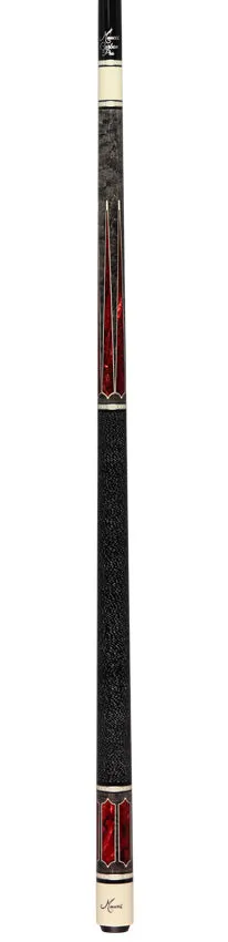 Meucci 2020 Gray - Red Pearl - Black/White Wrap Pool Cue with Carbon Shaft - 2020GYRDBKWHC