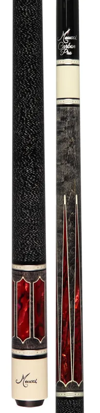 Meucci 2020 Gray - Red Pearl - Black/White Wrap Pool Cue with Carbon Shaft - 2020GYRDBKWHC