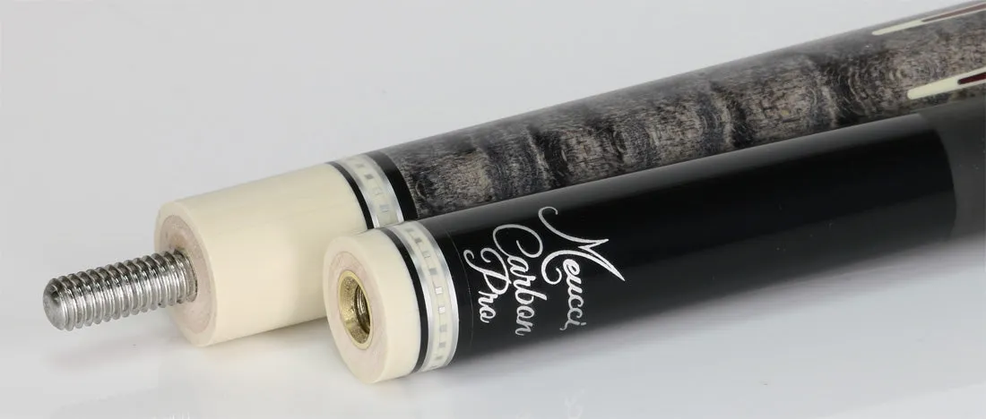 Meucci 2020 Gray - Red Pearl - Black/White Wrap Pool Cue with Carbon Shaft - 2020GYRDBKWHC