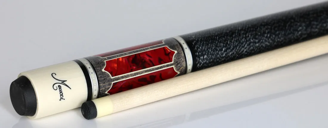 Meucci 2020 Gray - Red Pearl - Black/White Wrap Pool Cue with Pro Shaft - 2020GYRDBKWHP