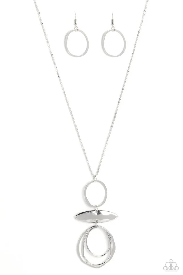 Paparazzi Necklace ~ Oblong Obligato - Silver