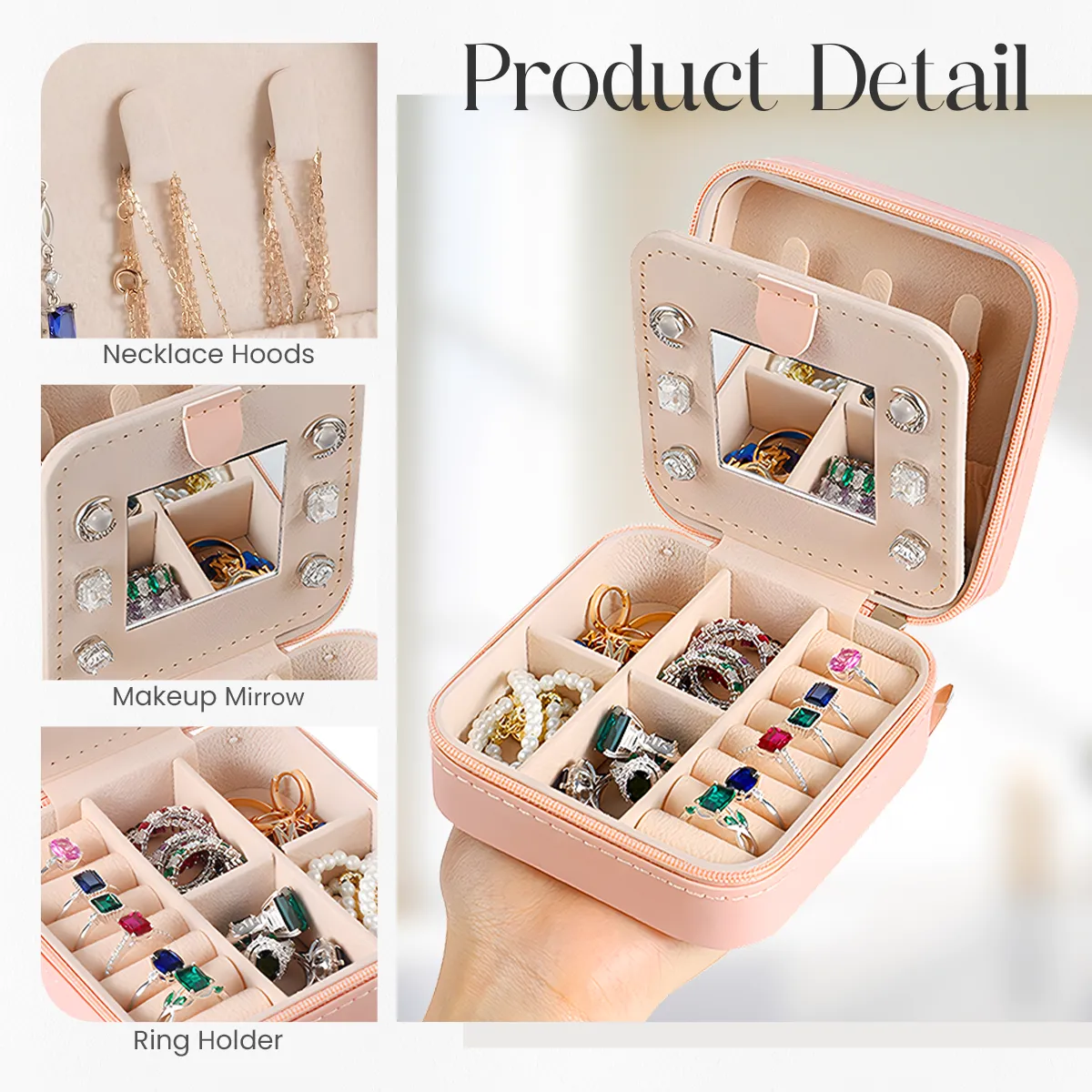 Personalized Jewelry Box, Pink Small Travel Jewelry Box with Initial Y, Monogrammed Jewelry Case Organizer for Girls Women Teen, Mini Travel Essentials Gifts for Christmas Birthday