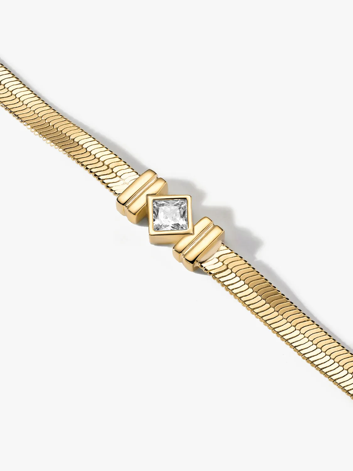 Princess-Cut Crystal Snake Bracelet
