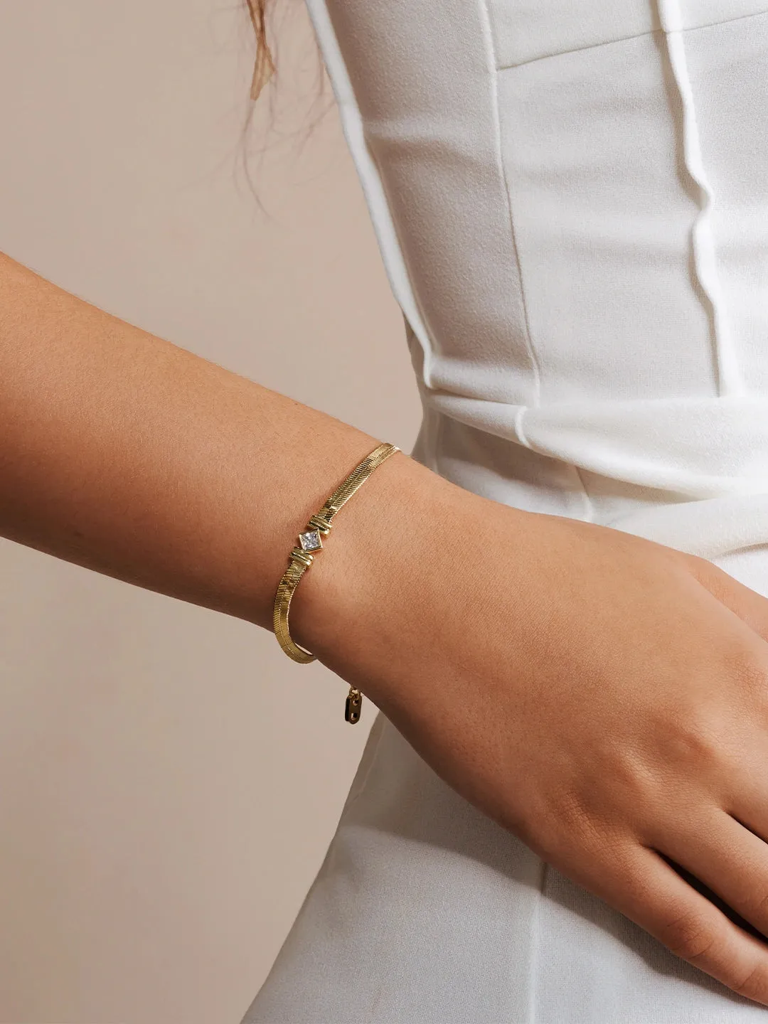 Princess-Cut Crystal Snake Bracelet