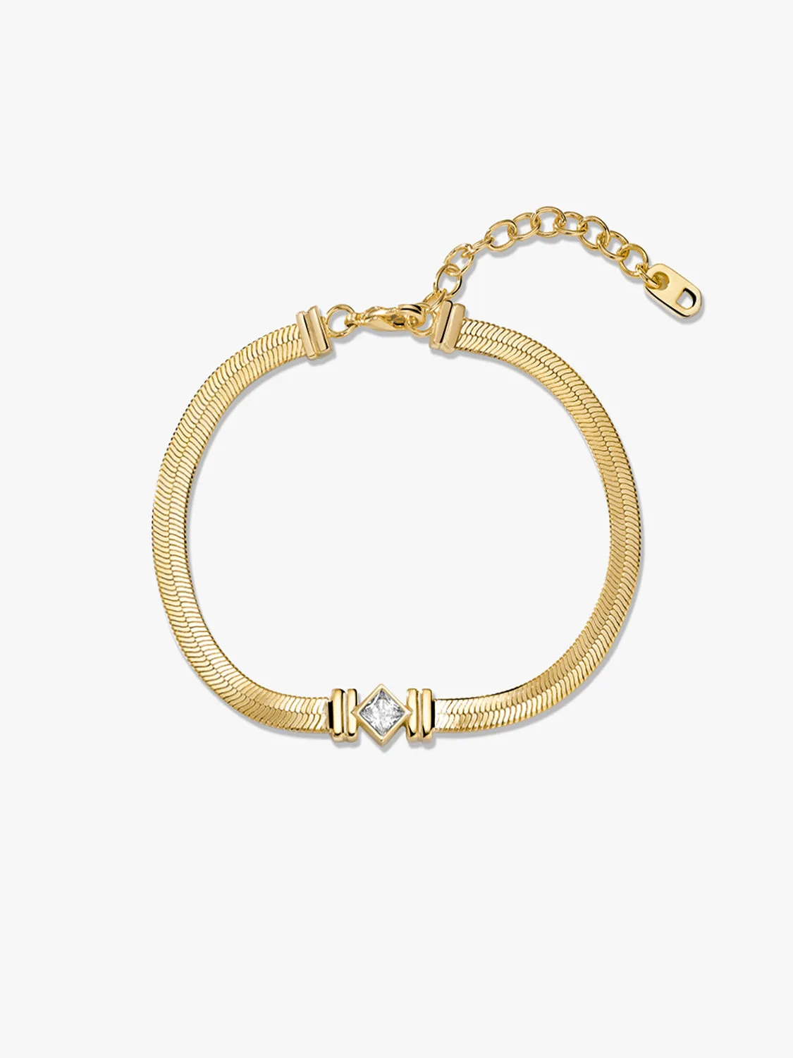 Princess-Cut Crystal Snake Bracelet