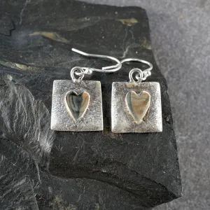 SH01E Silver Heart Drop Earrings
