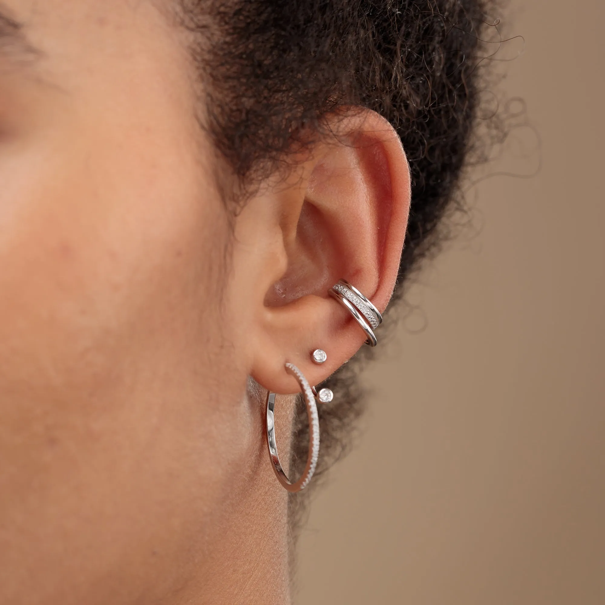 Sparkle Dot Ear Jacket Stud Earrings - Gold - SPG-233a
