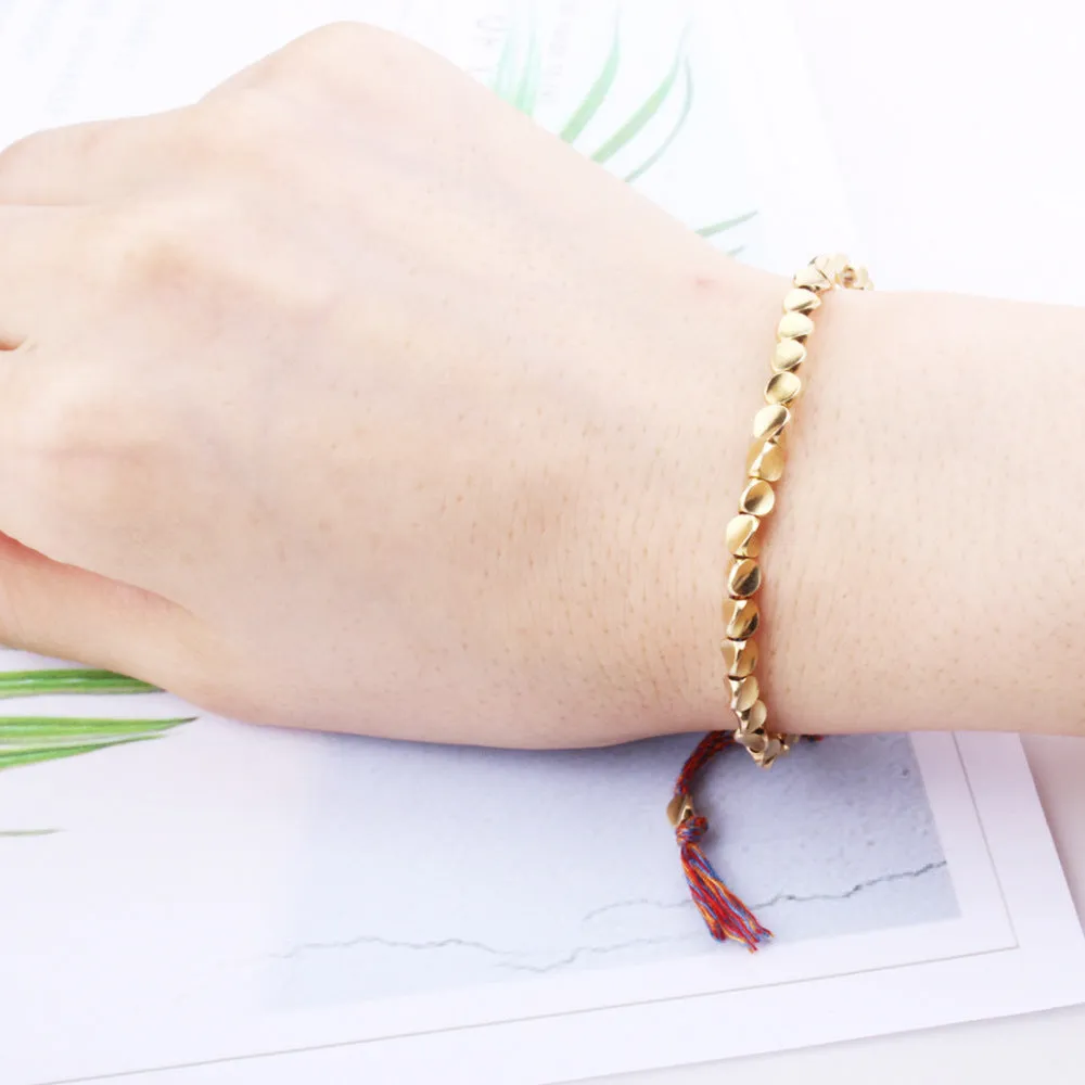 Special-shaped Copper Bead Woven Tassel Strap