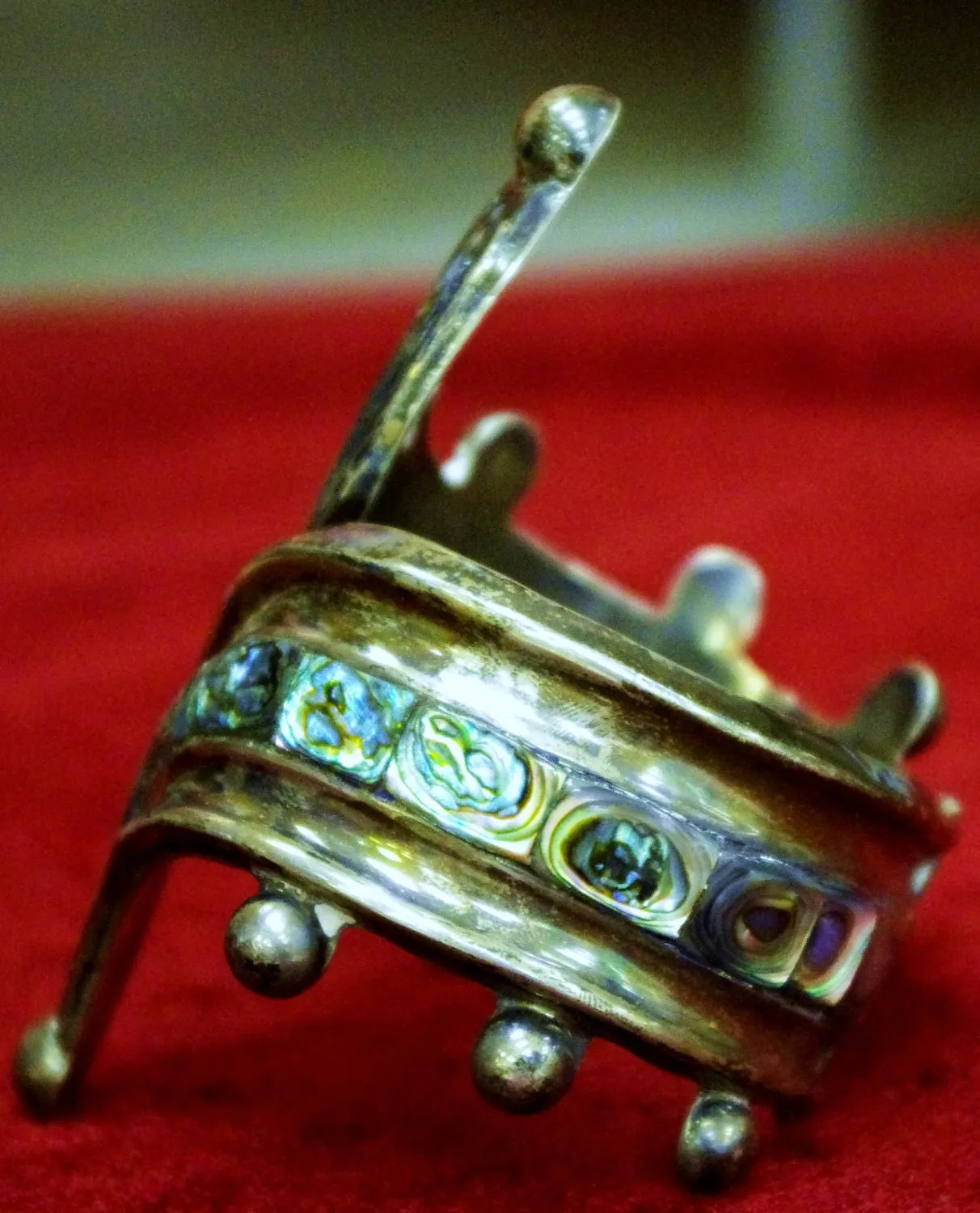 Sterling & Abalone Mexican Hinged Clamper Bracelet