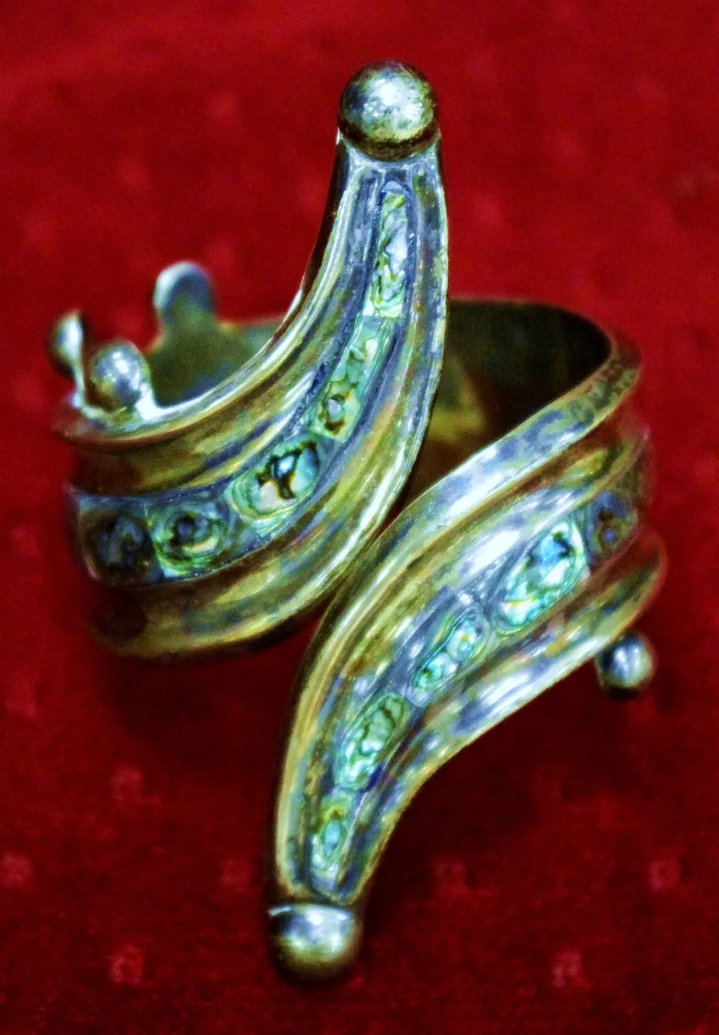 Sterling & Abalone Mexican Hinged Clamper Bracelet
