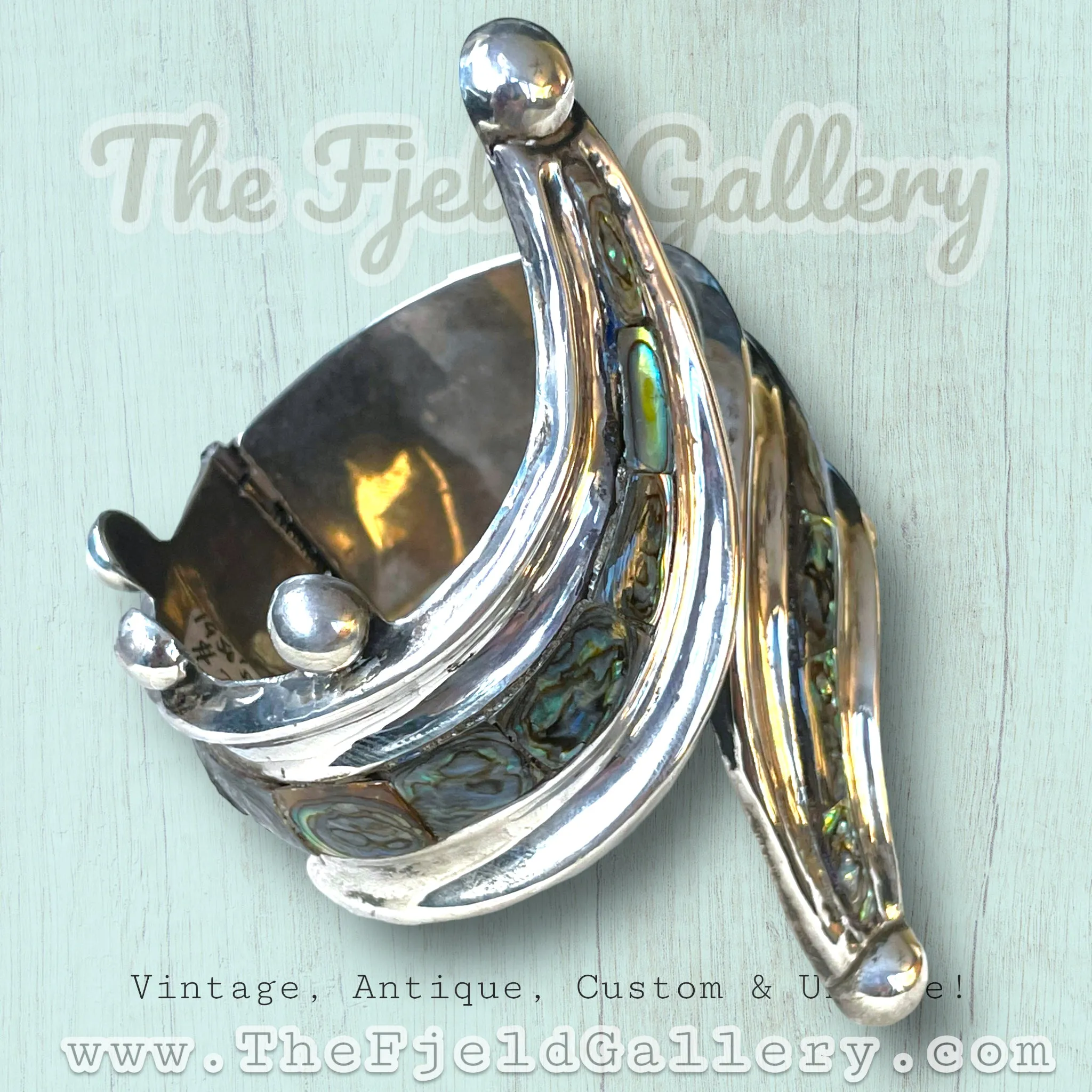 Sterling & Abalone Mexican Hinged Clamper Bracelet