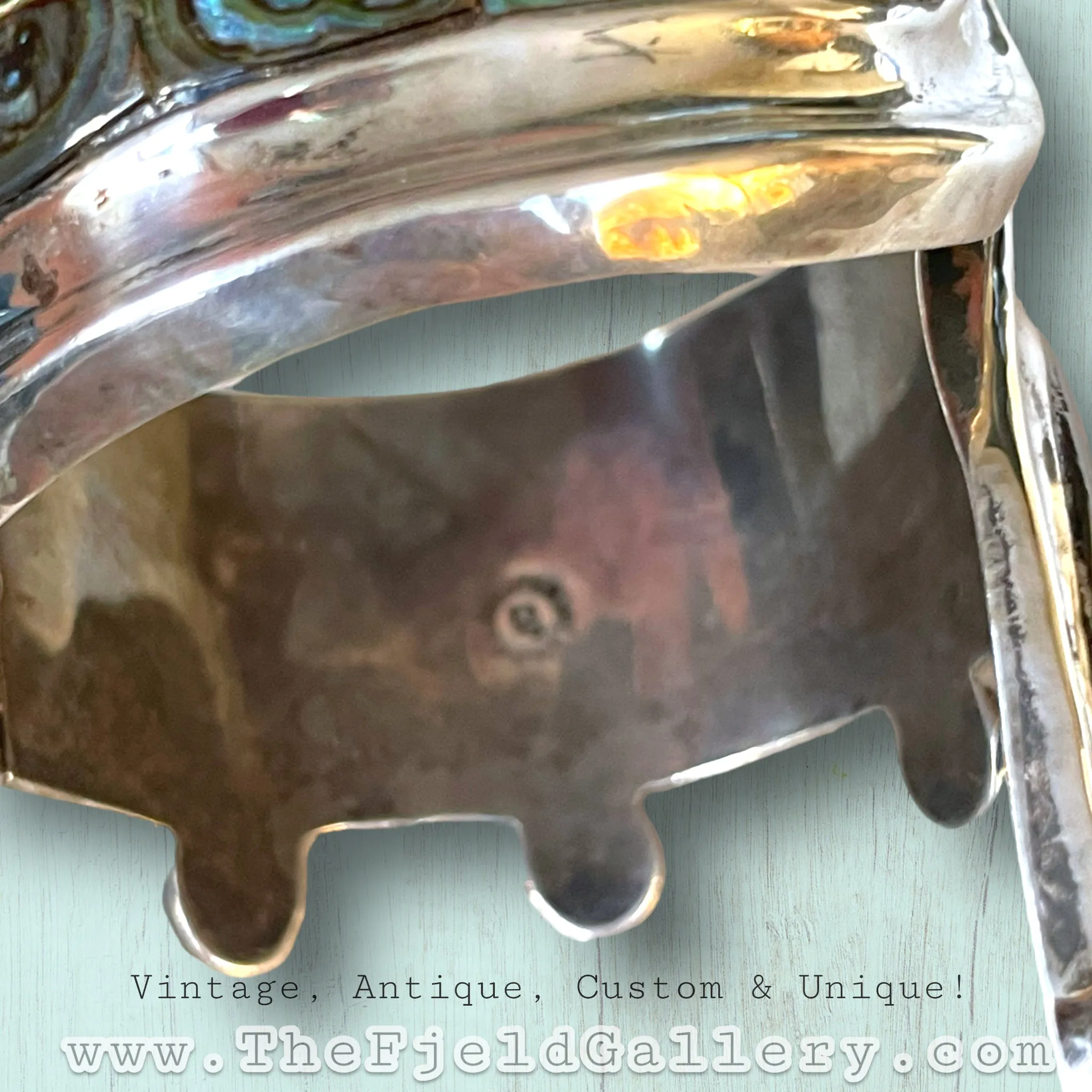 Sterling & Abalone Mexican Hinged Clamper Bracelet