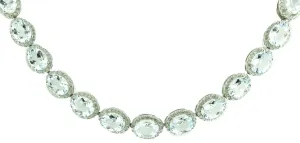Sterling Silver Oval Sky Blue Topaz & Cubic Zirconia Bracelet
