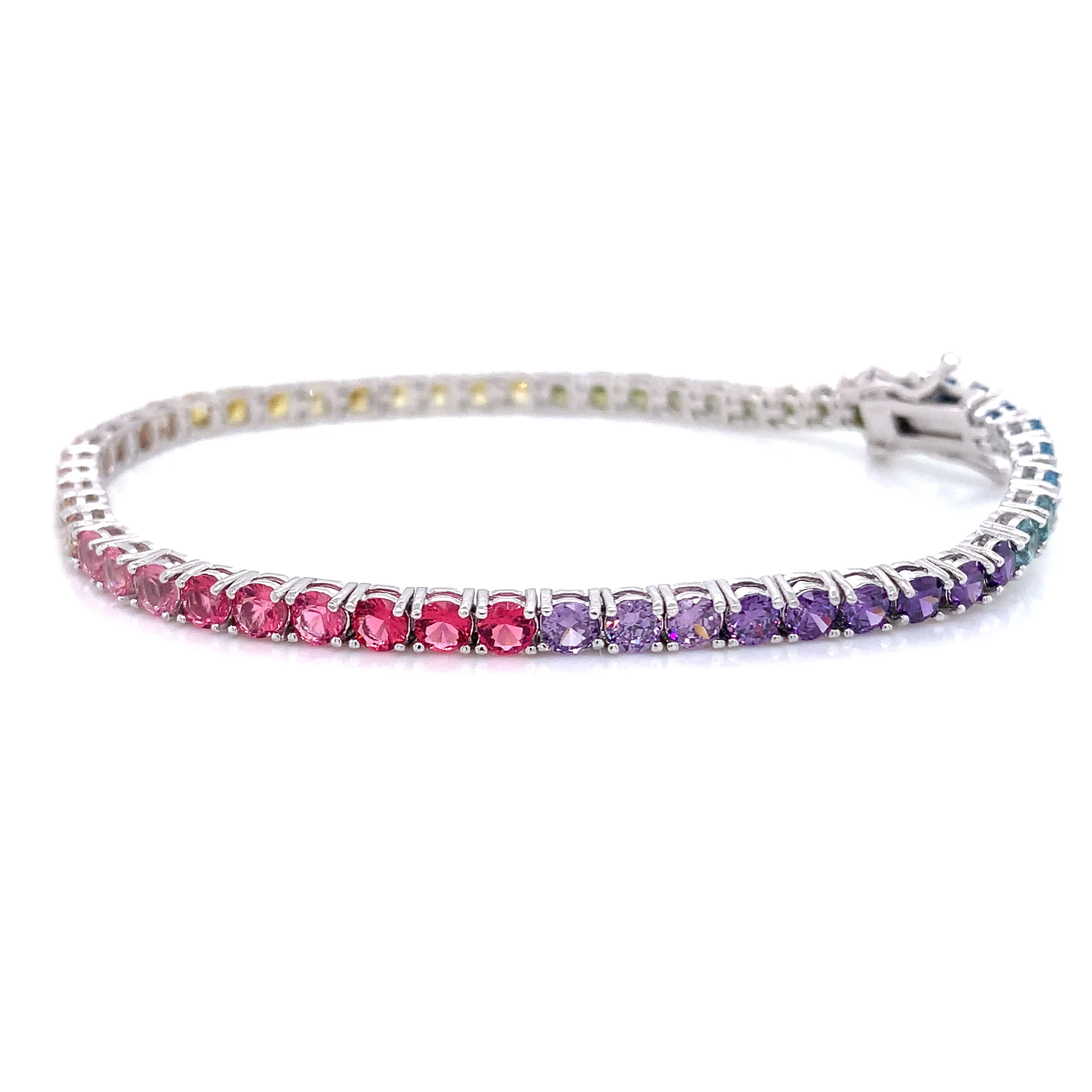 Sterling Silver Rainbow Tennis Bracelet