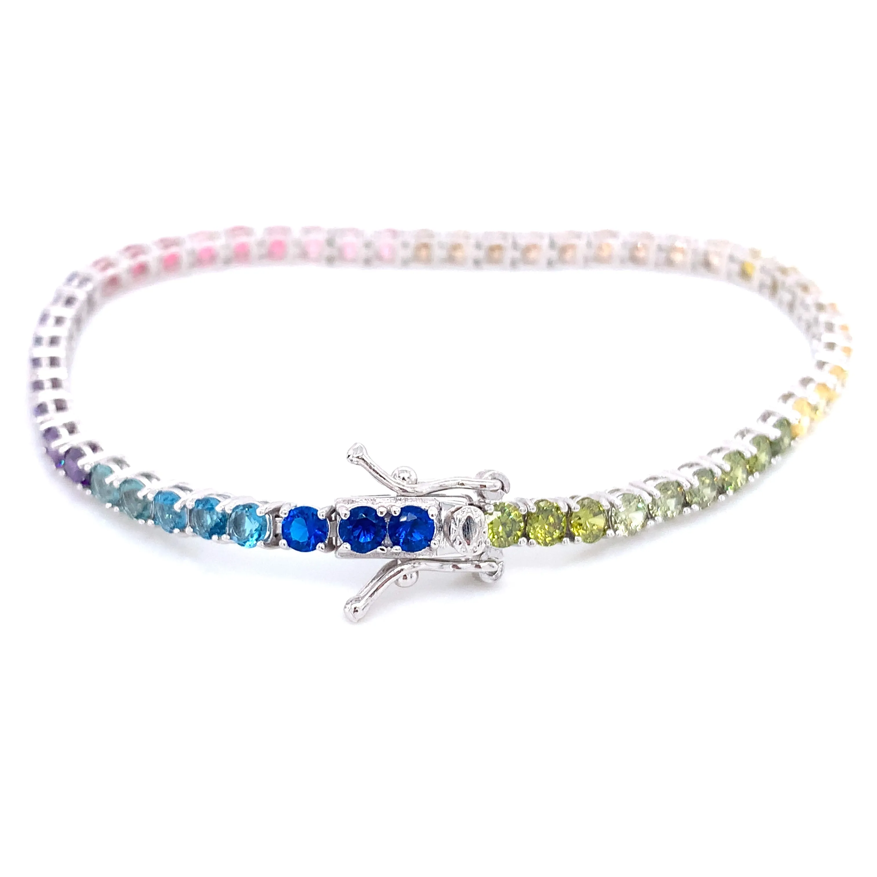 Sterling Silver Rainbow Tennis Bracelet
