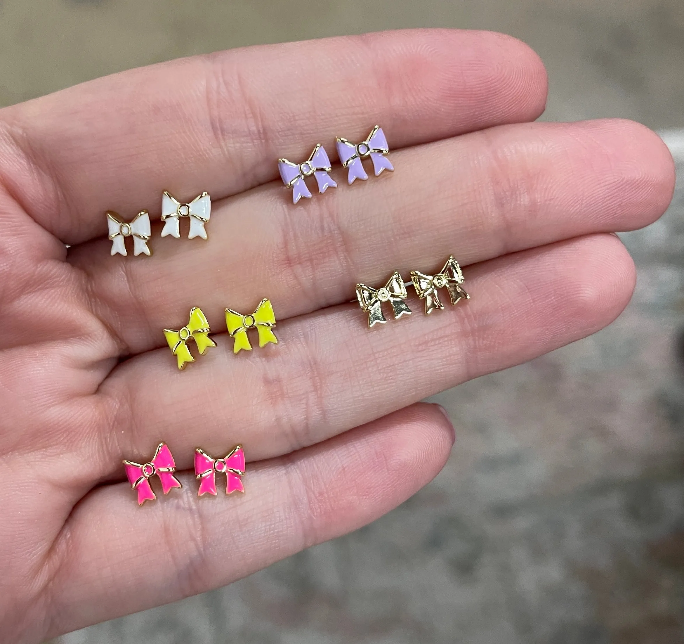 Teeny Tiny Bow Earring Pink