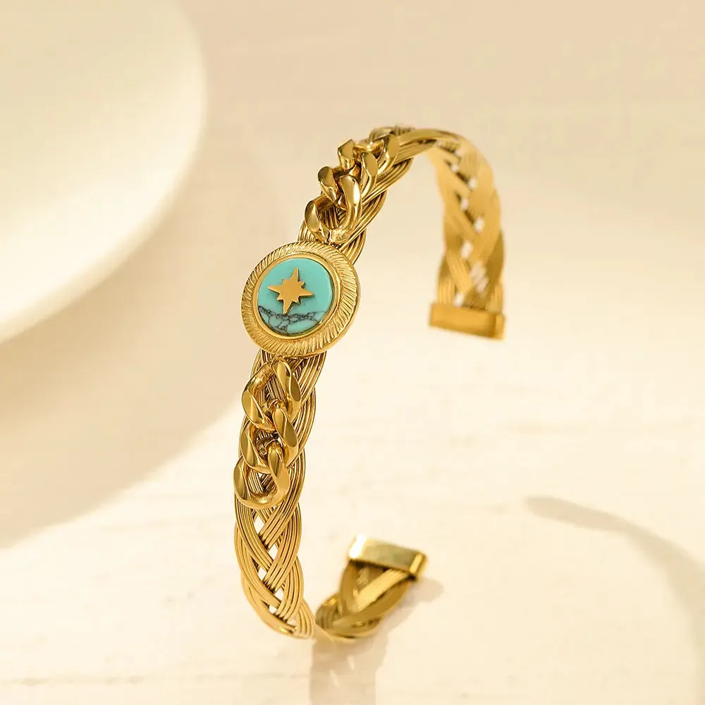 Turquoise Braided Gold Bracelet