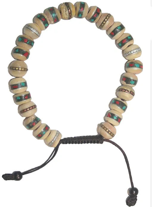 Turquoise Coral Inlay Tibetan Buddhist Prayer Bracelets ~ Made in Nepal