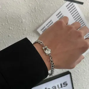 White Gem Cuban Chain Bracelet